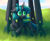 Size: 2463x2000 | Tagged: safe, artist:impamy, derpibooru import, queen chrysalis, oc, oc:anon filly, oc:changeling filly anon, changeling, changeling queen, nymph, changeling oc, changeling queen oc, cute, duo, duo female, fangs, female, filly, foal, grass, grass field, green eyes, horn, mother and child, mother and daughter, outdoors, parent and child