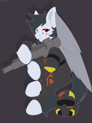 Size: 3600x4800 | Tagged: safe, artist:chura chu, derpibooru import, oc, oc:commissar junior, pegasus, pony, armor, helldivers, helldivers 2, helmet, male, pegasus oc, scar, solo, solo male, stallion, weapon, wings