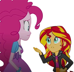 Size: 2590x2520 | Tagged: safe, derpibooru import, edit, edited screencap, editor:homersimpson1983, screencap, pinkie pie, sunset shimmer, human, equestria girls, g4, rainbow rocks, background removed, female, not a vector