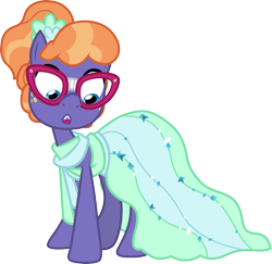 Size: 3084x3000 | Tagged: safe, artist:cloudy glow, derpibooru import, frazzle rock, earth pony, pony, g4, .ai available, clothes, dress, female, glasses, mare, simple background, solo, transparent background, vector