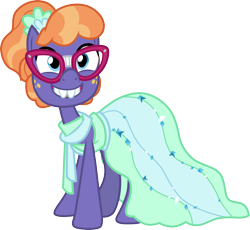 Size: 3257x3000 | Tagged: safe, artist:cloudy glow, derpibooru import, frazzle rock, earth pony, pony, g4, .ai available, clothes, dress, female, glasses, simple background, solo, transparent background, vector