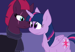 Size: 1102x770 | Tagged: safe, artist:cmara, derpibooru import, tempest shadow, twilight sparkle, twilight sparkle (alicorn), alicorn, unicorn, g4, female, lesbian, shipping, tempestlight