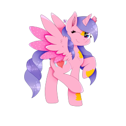 Size: 1600x1600 | Tagged: safe, artist:kathepart, derpibooru import, oc, oc only, oc:hearty love, alicorn, 2024 community collab, cutie mark, derpibooru community collaboration, looking at you, simple background, smiling, smiling at you, solo, transparent background