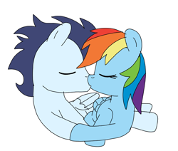 Size: 850x720 | Tagged: safe, artist:dasher666, derpibooru import, rainbow dash, soarin', pegasus, pony, female, kiss on the lips, kissing, male, mare, shipping, simple background, soarindash, stallion, straight, white background