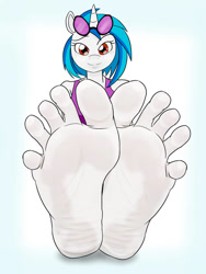 Size: 828x1104 | Tagged: safe, artist:brick2k, derpibooru import, dj pon-3, vinyl scratch, anthro, plantigrade anthro, unicorn, g4, barefoot, feet, fetish, foot fetish, foot focus, soles, toes