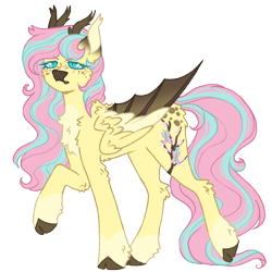 Size: 1000x1000 | Tagged: safe, artist:kazmuun, derpibooru import, fluttershy, deer, deer pony, original species, peryton, concave belly, fluffy, simple background, slender, solo, species swap, thin, transparent background