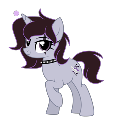 Size: 2693x2709 | Tagged: safe, artist:darbypop1, derpibooru import, oc, oc:ivy quill, pony, unicorn, choker, female, mare, simple background, solo, spiked choker, transparent background