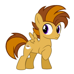 Size: 1320x1320 | Tagged: safe, artist:motownwarrior01, derpibooru import, oc, oc only, oc:toffee coffee, pegasus, base used, colt, cute, cutie mark, foal, happy, male, pegasus oc, raised hoof, raised leg, simple background, solo, spread wings, transparent background, wings