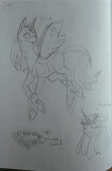 Size: 720x1097 | Tagged: safe, artist:sugar lollipop, derpibooru import, oc, oc only, oc:iris, changeling, changeling queen, albino, blind, changeling oc, changeling queen oc, cute, female, mother, paper, redesign, sketch, sketch dump, story included, traditional art