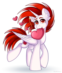 Size: 3234x3786 | Tagged: safe, artist:madelinne, derpibooru import, oc, oc only, oc:ryoku memori, alicorn, alicorn oc, heart, horn, looking at you, male, simple background, solo, stallion, white background, wings