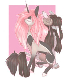 Size: 1280x1408 | Tagged: safe, artist:pixelberrry, derpibooru import, oc, oc only, oc:precilla, goat, pony, unicorn, coat markings, concave belly, female, goat pony, hair over eyes, mare, slender, thin