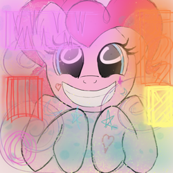 Size: 4000x4000 | Tagged: safe, artist:riskypony, derpibooru import, pinkie pie, g4, drug use, drugs, glowing, hallucination, solo, symbols