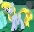 Size: 121x114 | Tagged: safe, screencap, earth pony, pegasus, pony, g4, season 5, the cutie re-mark, alternate timeline, background pony, chrysalis resistance timeline, cropped, female, folded wings, mare, offscreen character, picture for breezies, silver shimmer, solo focus, wings