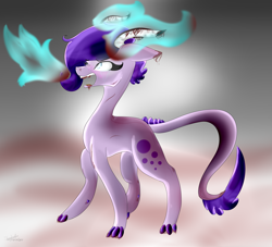 Size: 2200x2000 | Tagged: safe, artist:thunder-pony, derpibooru import, oc, oc only, oc:crystal clarity, dracony, hybrid, blood, female, fire, fire breath, high res, horns, interspecies offspring, kilalaverse, mare, offspring, open mouth, parent:rarity, parent:spike, parents:sparity, solo