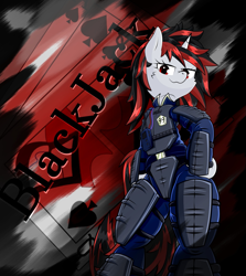 Size: 1263x1413 | Tagged: safe, derpibooru import, oc, oc:blackjack, semi-anthro, fallout equestria, fallout equestria: project horizons, fanfic art, redraw, solo