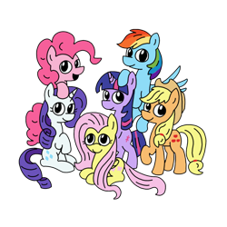 Size: 1080x1080 | Tagged: safe, artist:borgib, derpibooru import, applejack, fluttershy, pinkie pie, rainbow dash, rarity, twilight sparkle, earth pony, pony, g4, female, simple background, transparent background