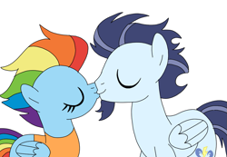 Size: 1043x720 | Tagged: safe, artist:dasher666, derpibooru import, rainbow dash, soarin', pegasus, pony, g4, the last problem, female, kiss on the lips, kissing, male, mare, older, older rainbow dash, older soarin', older soarindash, shipping, simple background, soarindash, stallion, straight, white background