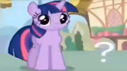 Size: 1280x718 | Tagged: safe, derpibooru import, screencap, twilight sparkle, unicorn twilight, pony, unicorn, g4, female, huh, mare, meme, needs more jpeg, question mark, solo, wrong aspect ratio