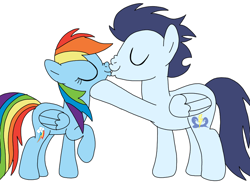 Size: 964x720 | Tagged: safe, artist:dasher666, derpibooru import, rainbow dash, soarin', pegasus, pony, female, kiss on the lips, kissing, male, mare, shipping, simple background, soarindash, stallion, straight, white background