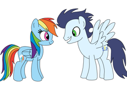 Size: 1059x720 | Tagged: safe, artist:dasher666, derpibooru import, rainbow dash, soarin', pegasus, pony, female, male, mare, shipping, simple background, soarindash, stallion, straight, white background