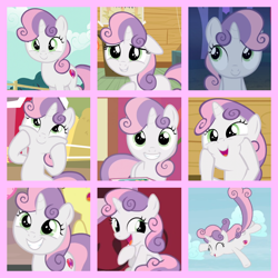 Size: 800x800 | Tagged: safe, artist:twilyisbestpone, derpibooru import, edit, edited screencap, screencap, sweetie belle, pony, unicorn, bloom and gloom, family appreciation day, g4, growing up is hard to do, hard to say anything, marks and recreation, season 2, season 3, season 5, season 7, season 9, sleepless in ponyville, the one where pinkie pie knows, 2022, collage, cute, diasweetes, female, filly, foal, older, older sweetie belle