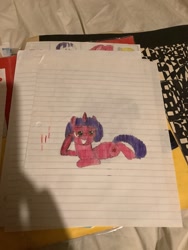 Size: 2448x3264 | Tagged: safe, artist:polorenzielephant, derpibooru import, pony, unicorn, 2012, daffney, lined paper, ponified, snorks, solo, species swap, traditional art