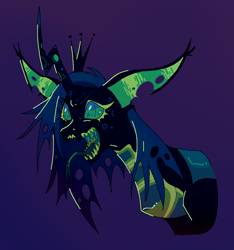 Size: 1000x1070 | Tagged: safe, artist:6chocolatepie9, derpibooru import, queen chrysalis, changeling, changeling queen, alternate design, big ears, ears, gradient background, solo, tongue, tongue out