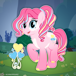 Size: 2000x2000 | Tagged: safe, artist:lovinglypromise, derpibooru import, pinkie pie, earth pony, pony, alternate design, alternate hairstyle, cloven hooves, eye clipping through hair, eyebrows, eyebrows visible through hair, female, mare, smiling, solo