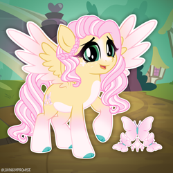 Size: 2000x2000 | Tagged: safe, artist:lovinglypromise, derpibooru import, fluttershy, pegasus, pony, alternate design, alternate hairstyle, cloven hooves, female, mare, solo