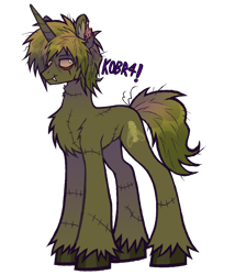 Size: 3541x4134 | Tagged: safe, artist:mxmx fw, derpibooru import, oc, oc only, oc:swarm, pony, undead, unicorn, zombie, zombie pony, chest fluff, concave belly, fangs, hooves, horn, long legs, messy mane, scar, simple background, slender, solo, tall, thin, transparent background, unshorn fetlocks