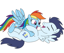 Size: 869x720 | Tagged: safe, artist:dasher666, derpibooru import, rainbow dash, soarin', pegasus, pony, female, male, mare, shipping, simple background, soarindash, stallion, straight, white background