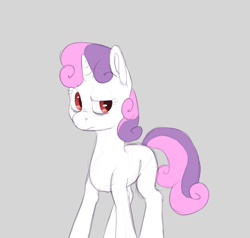 Size: 1741x1656 | Tagged: safe, artist:mileslancer, derpibooru import, sweetie belle, pony, unicorn, mentally advanced series, g4, gray background, red eyes, simple background, sketch, solo, thrackerzod