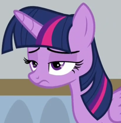 Size: 408x414 | Tagged: safe, derpibooru import, screencap, twilight sparkle, twilight sparkle (alicorn), alicorn, pony, friendship university, g4, season 8, cropped, female, frown, mare, solo