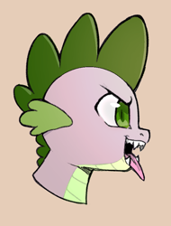 Size: 636x839 | Tagged: safe, artist:cold-blooded-twilight, derpibooru import, spike, dragon, g4, bust, fangs, open mouth, slit eyes, tongue, tongue out