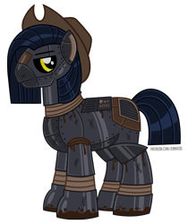 Size: 926x1100 | Tagged: safe, artist:jennieoo, derpibooru import, oc, oc only, oc:iron trot, earth pony, pony, robot, robot pony, cowboy hat, hat, robo, show accurate, simple background, solo, transparent background, vector