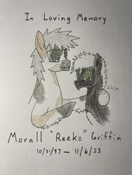 Size: 3024x4032 | Tagged: safe, artist:carty, derpibooru import, oc, oc only, oc:carty, oc:reeko, earth pony, memorial, traditional art