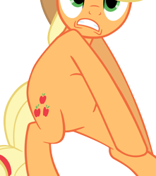 Size: 3364x3806 | Tagged: safe, artist:camsy34, derpibooru import, edit, applejack, earth pony, pony, g4, spike at your service, belly, bipedal, cropped, gritted teeth, pictures of bellies, simple background, solo, teeth, transparent background, vector, vector edit