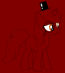 Size: 858x964 | Tagged: safe, artist:ccartfulgrl, artist:spitfirethepegasusfan39, derpibooru import, pony, unicorn, g4, adult blank flank, base used, blank flank, hat, male, monocle, mr. men, mr. men little miss, mr. uppity, ponified, red background, simple background, smiling, solo, species swap, stallion, top hat