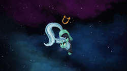 Size: 4043x2274 | Tagged: safe, alternate version, artist:thefloatingtree, derpibooru import, lyra heartstrings, pony, unicorn, fanfic:background pony, g4, 16:9, clothes, dig the swell hoodie, hoodie, lyre, musical instrument, solo, space, stars, wallpaper