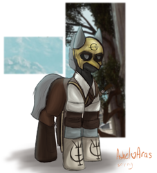 Size: 2916x3218 | Tagged: safe, artist:ashel_aras, derpibooru import, pony, abbey of the everyman, armor, clothes, commission, dishonored, high res, male, mask, overseer, ponified, rule 85, sketch, solo, species swap, stallion, uniform