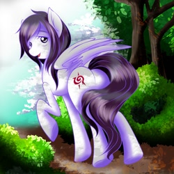 Size: 1500x1500 | Tagged: safe, artist:0ryomamikado0, derpibooru import, oc, oc only, pegasus, pony, 2016, butt, looking back, old art, plot, raised hoof, raised leg, solo, walking