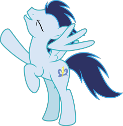 Size: 8392x8572 | Tagged: safe, artist:sollace, derpibooru exclusive, derpibooru import, soarin', pegasus, pony, g4, grannies gone wild, .svg available, bipedal, eyes closed, happy, male, simple background, smiling, solo, spread wings, stallion, svg, transparent background, trio, vector, wings