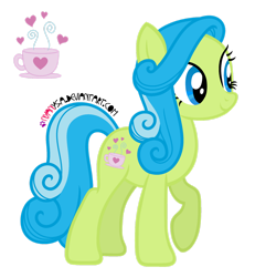 Size: 1280x1386 | Tagged: safe, artist:nyanysa, derpibooru import, idw, tealove, earth pony, pony, g4, cute, cutie mark, female, idw showified, mare, raised hoof, raised leg, simple background, solo, transparent background