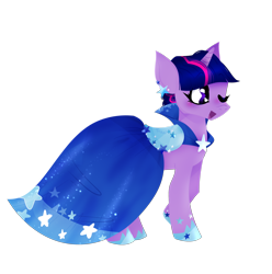 Size: 1280x1292 | Tagged: safe, artist:bettykat420, derpibooru import, twilight sparkle, unicorn twilight, unicorn, g4, clothes, dress, gala dress, one eye closed, simple background, solo, transparent background, wink