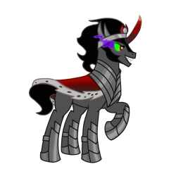 Size: 2048x2048 | Tagged: safe, artist:twiny dust, derpibooru import, king sombra, pony, unicorn, armor, cape, clothes, fangs, glowing, glowing eyes, male, simple background, solo, stallion, transparent background