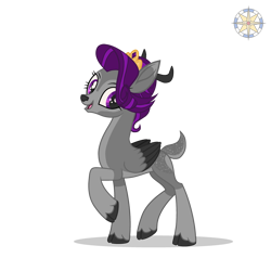 Size: 3500x3500 | Tagged: safe, artist:r4hucksake, derpibooru import, oc, oc only, oc:nightshade (r4hucksake), deer, deer pony, original species, peryton, crown, female, jewelry, regalia, simple background, solo, transparent background