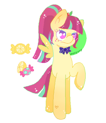 Size: 400x465 | Tagged: safe, artist:softyshy, derpibooru import, sour sweet, pegasus, pony, bowtie, cute, equestria girls ponified, freckles, ponified, simple background, solo, sourbetes, species swap, white background