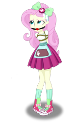 Size: 1272x2000 | Tagged: safe, artist:nie-martw-sie-o-mnie, derpibooru import, fluttershy, human, equestria girls, g4, ballgag, bondage, butterfly hairpin, clothes, gag, hairband, hairpin, rope, rope bondage, simple background, standing, transparent background, uniform