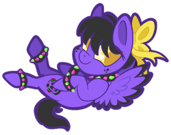 Size: 400x317 | Tagged: safe, artist:mychelle, derpibooru import, oc, oc only, oc:neon notes, pegasus, pony, bow, chibi, female, hair bow, mare, simple background, solo, transparent background