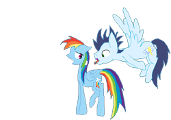 Size: 499x349 | Tagged: safe, artist:sublit, derpibooru import, rainbow dash, soarin', pegasus, pony, g4, female, male, mare, shipping, simple background, soarindash, stallion, straight, taste the rainbow, transparent background